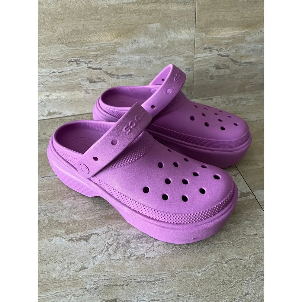 Crocs Classic Crush Clog Men 9 Women 11 Purple Platform Comfort Shoes Excellent